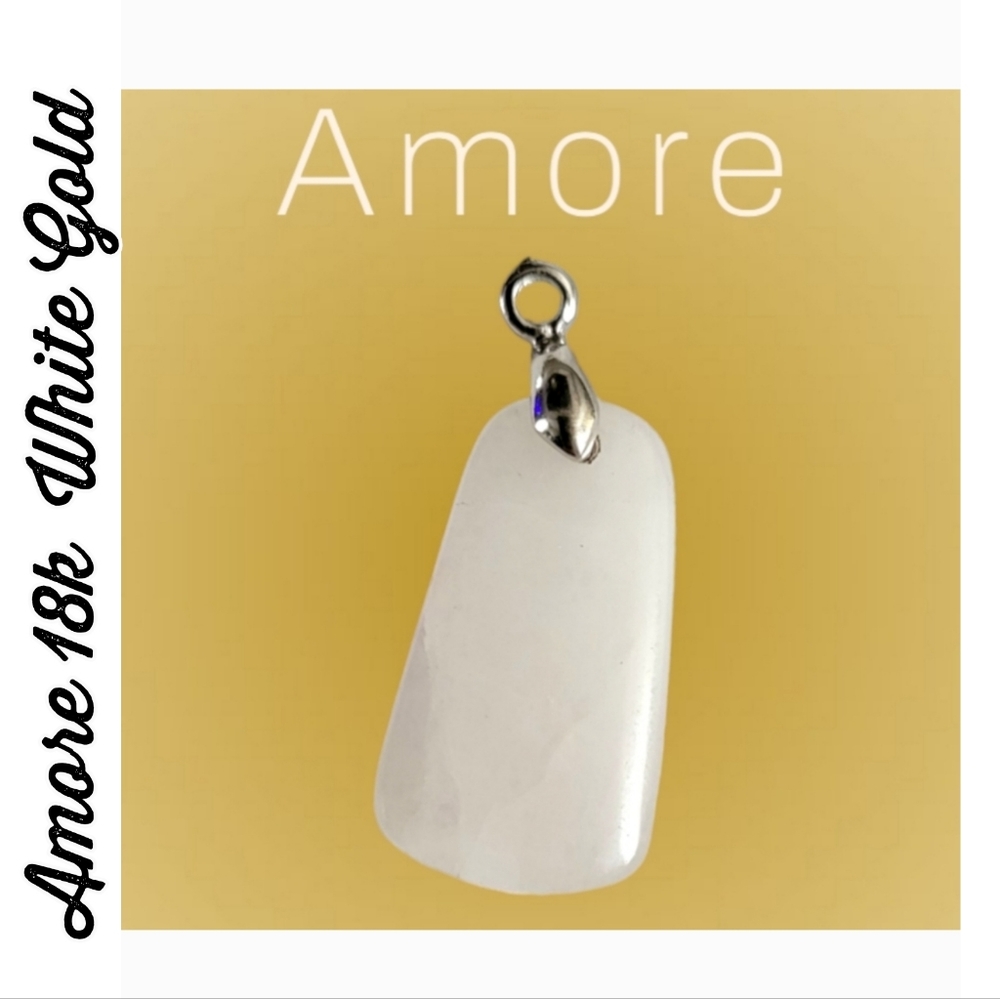 New! Amore Semi Precious Rose Quartz Stone Necklace